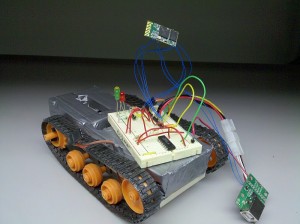 A $20 Bluetooth module wired up to our Tankbot