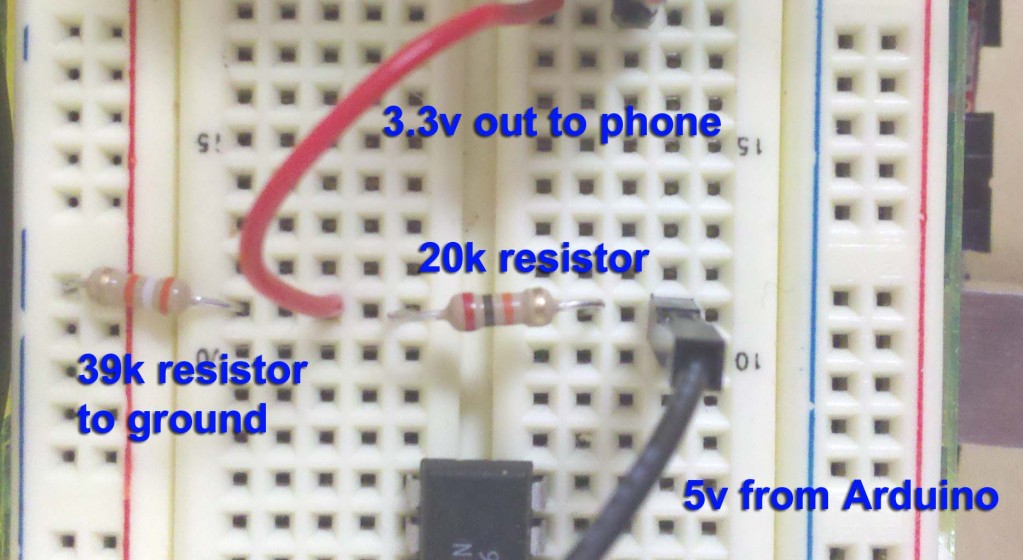 Two resistors to handle 5v to 3.3v